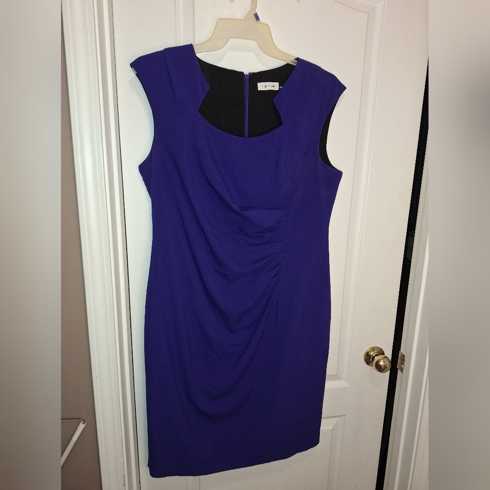 Calvin Klein Sleeveless Purple / Blue Midi Dress / Size 14w - Picture 2 of 11